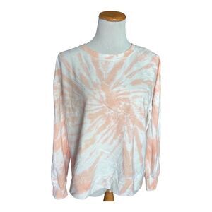 Womens Activ 8 Pink & White Tie Dye Sunburst Sweatshirt - Sz L